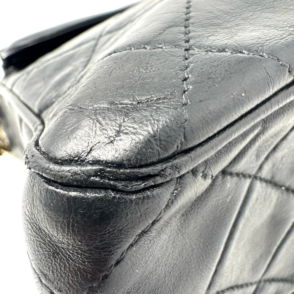 Chanel Vintage Black Quilted Camera Crossbody Bag –Quilted Caviar, Gold Hardware